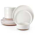 Axyaa Sesame Glaze Stoneware Dinnerware Set - 12/24 Pcs Plates Set