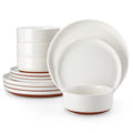 12/24pc Axyaa Sesame Glaze Stoneware Dinnerware Set - 4/6 Plates, Dessert & Bowl