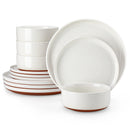 12/24pc Axyaa Sesame Glaze Stoneware Dinnerware Set - 4/6 Plates, Dessert & Bowl