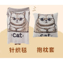Axyaa Cute Cat Polyester Blend Pillow Cover and Blanket Shawl Blanket