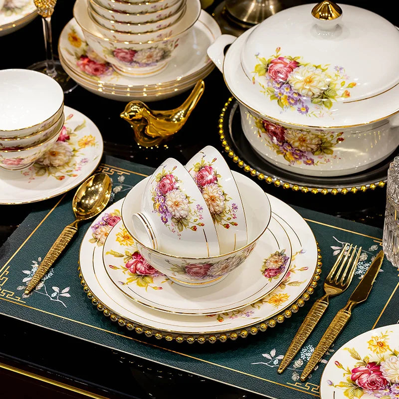 Axya™ European Style Bone Dinnerware Set with Utensils