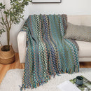 Axyaa Boho Knit Throw Blanket with Tassels - Soft Woven Sofa and Bed Plaid