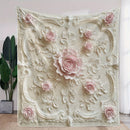 Axyaa Embossed Rose Floral Flannel Blanket - Soft Cozy All-Season Comfort