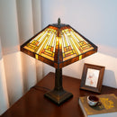 Stained Glass Table Lamp Mission Style by Axyaa - Amber Brown for Home Office