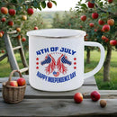 Axyaa Independence Enamel Mug: American Flag Coffee Cup for Freedom Lovers.