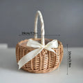 Axyaa Woven Flower Basket with Pearl Handle - Wedding Decor & Picnic Baskets