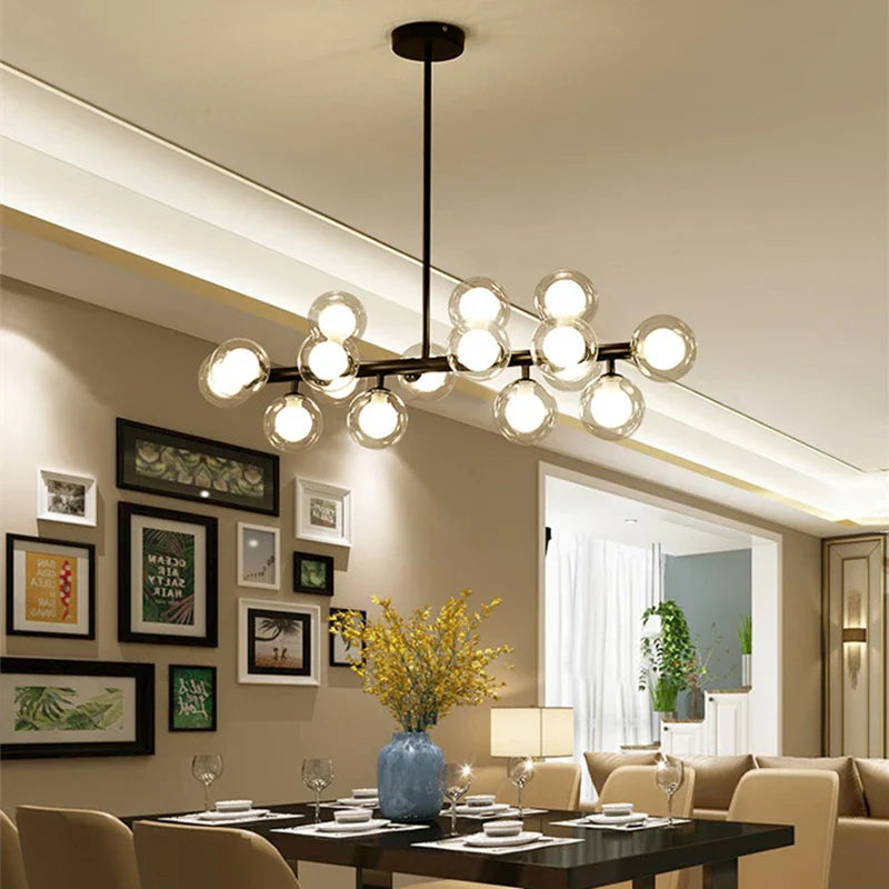 Axyaa Glass Ball LED Chandelier with Lampshade for Home Interior Lighting
