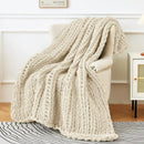 Axyaa Chenille Knit Throw Blanket for Cozy Winter Living Room Décor