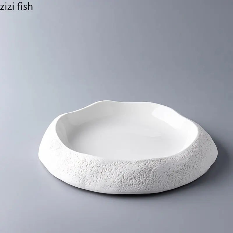 Axya Stone Pattern Ceramic Dinner Soup Salad Dessert Plates Set