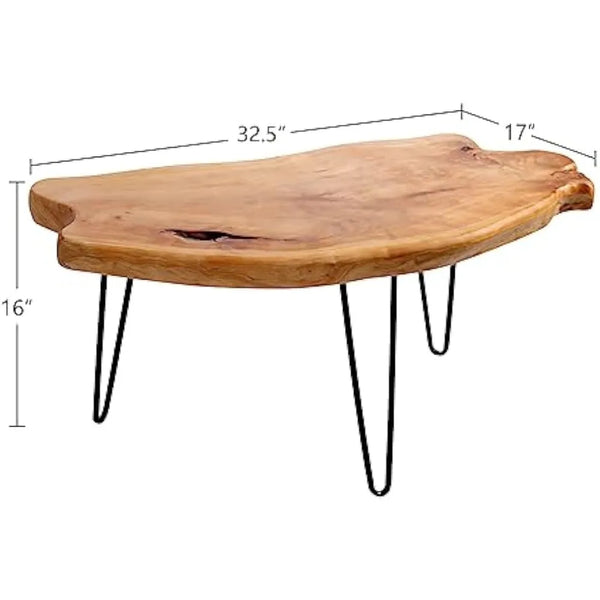 Axyaa Live Edge Cedar Wood Coffee Table - Modern Centerpiece for Living Spaces