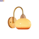Axyaa Modern LED Wall Light: Glass Iron Wood Nordic Bedside Lamp for Home Decor