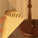 Axyaa Classic Leather Wooden Desk Lamp for Bed Living Room - E27