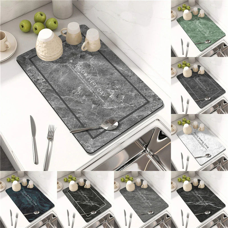 Axyaa Silicone Stripe Kitchen Drying Mat - Absorbent & Stylish Tables Cups Holder