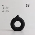 Axyaa Circular Hollow Vase: Donuts Ceramic Flower Vase for Home & Office Decor