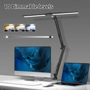 Axyaa Double Head LED Table Lamp: Stepless Dimmable, USB, for Office, Study, Reading