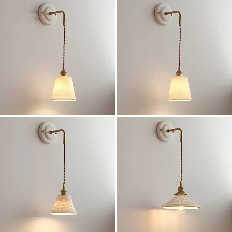 Axyaa Ceramic LED Wall Sconce: Polka Dot Interior Lamp for Bedroom, Bathroom, Loft