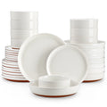 Axyaa Stoneware Dinnerware Set with Mix-Color Sesame Layered Glaze - 16/32 Piece