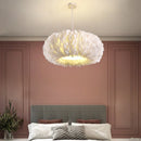 Axyaa Feather Chandelier for Living Room Bedroom Study - Modern LED Ceiling Lighting