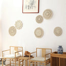Rattan Straw Wall Hanging Decor by Axyaa - Handmade Round Frame Ornament & Table Mat