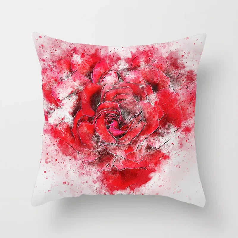 Axyaa Strawberry Plant Flower Cushion Cover for Room Decoration