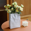 Axyaa Pleated Paper Bag Vase: Ceramic Minimalist Scandinavian Boho Decor for Modern Home