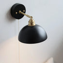 Axyaa Black Round Wood LED Wall Lamp With Switch - Bedroom Living Room Bathroom Stair Light