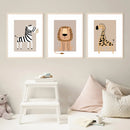 Axyaa Bohemian Giraffe Zebra Lion Toddler Mural Canvas Set