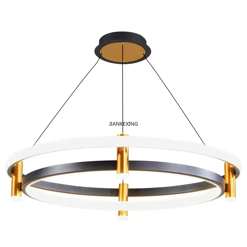 Axyaa Black Ring LED Pendant Lamp for Dining Living Room Kitchen Island, Chandelier Lighting