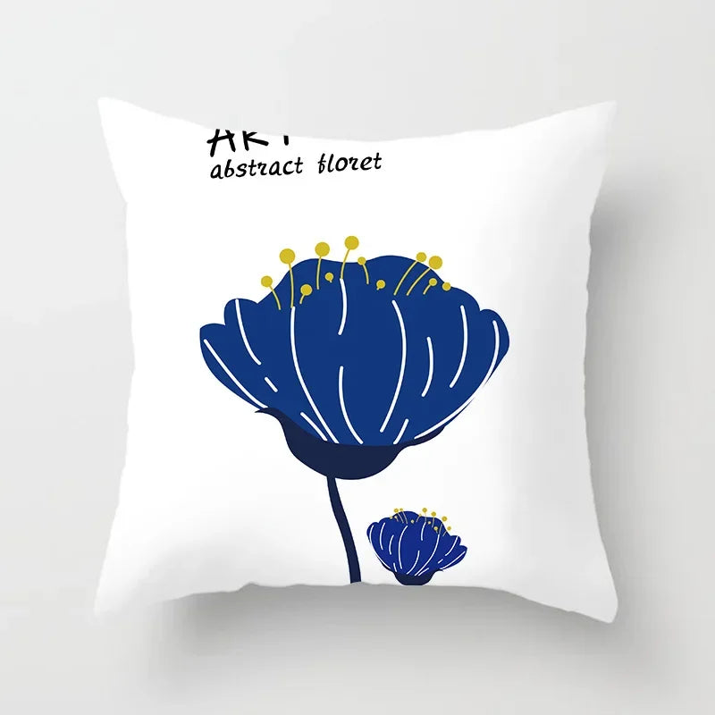 Abstract Geometric Mountain Pillowcase Blue Polyester for Sofa Hotel Office Seat Cushion Cover