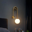 Axyaa Gold Iron Glass Ball LED Wall Lamp - Modern Bedroom Lighting