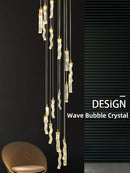 Axyaa Modern LED Crystal Chandelier for High Ceilings and Staircases