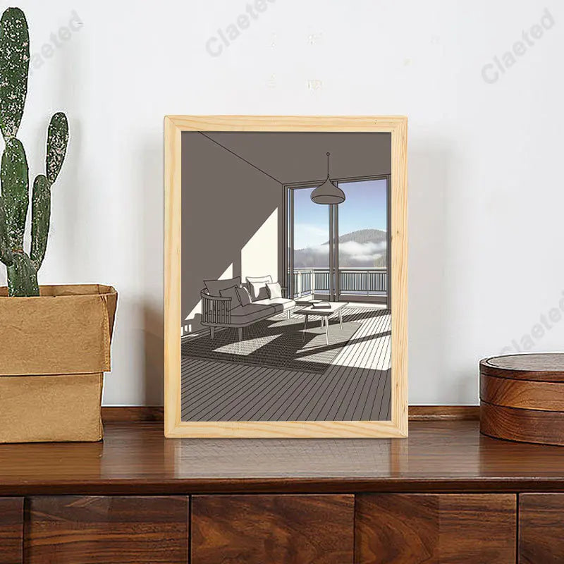 Axyaa Wooden Photo Frame Night Light: Advanced LED Lamp for Home Decor & Gifting