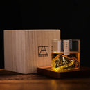 Axyaa 3D Mountain Whiskey Glass Set in Wooden Gift Box