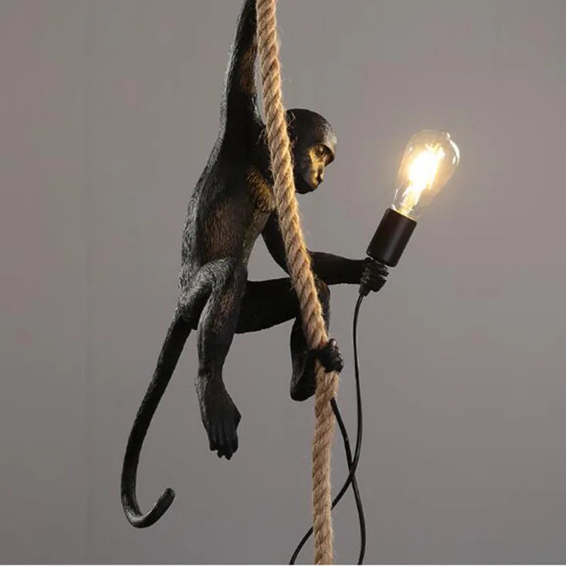 Axyaa Modern Monkey Pendant Light - Resin Animal LED Fixture