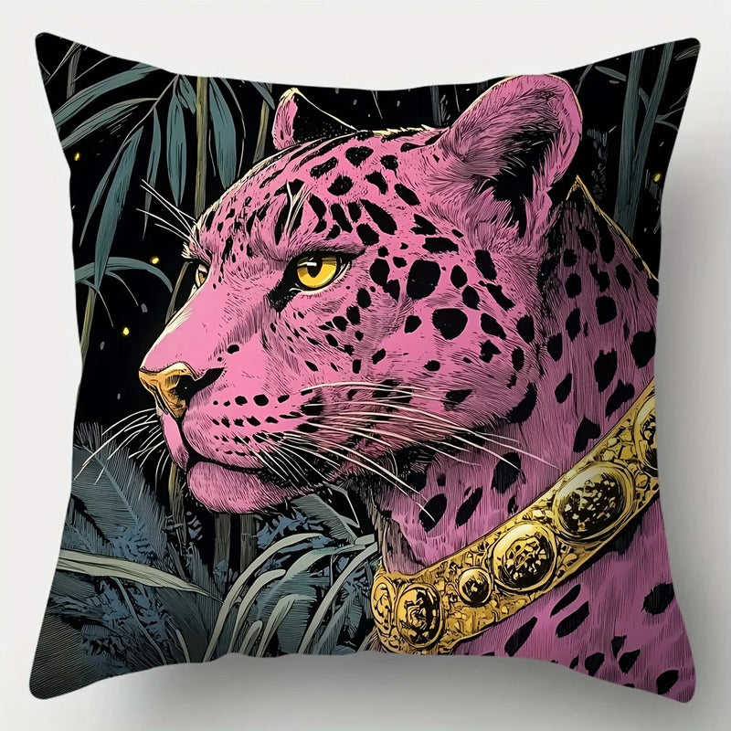 Sofa Cushion Cover Set Pink Leopard Single-Sided Print 17.7" Axyaa Brand