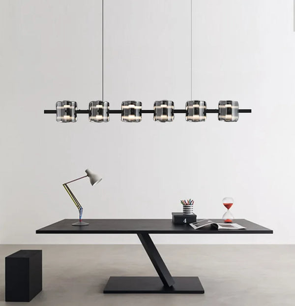 Axyaa Glass Italian Kitchen Chandelier for Dining Room | Minimalist Restaurant Pendant Light