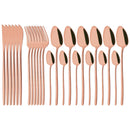 Axyaa 24-Piece Stainless Steel Dinnerware Set White Silver Flatware Tableware Kit