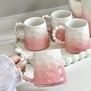 Axya Pink Gradient Ceramic Tea Set with Cute Bow Design