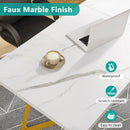 Axyaa Modern 55" White Dining Table with Gold Legs & Faux Marble Top