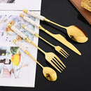 Axyaa White Gold Cutlery Set - 30Pcs Stainless Steel Tableware Dinnerware Flatware