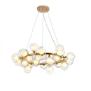 Axyaa Black Gold Chandelier with Double Glass Lampshade for Elegant Lighting
