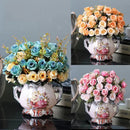 Axyaa Ceramic Vase & Flower Arrangement Set - Home Decor Crafts