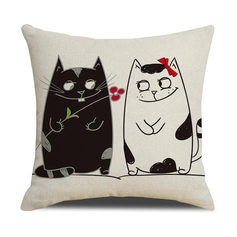 Axyaa Cat Print Cushion Cover for Stylish Home Decor and Comfort