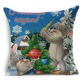 Axyaa Christmas Santa Snowman Pillowcase - Linen Cushion Cover 18*18 inch