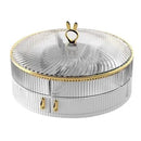 Axyaa Double Deck Fruit Tray - Rotating Storage Box for Snacks and Melon Seeds