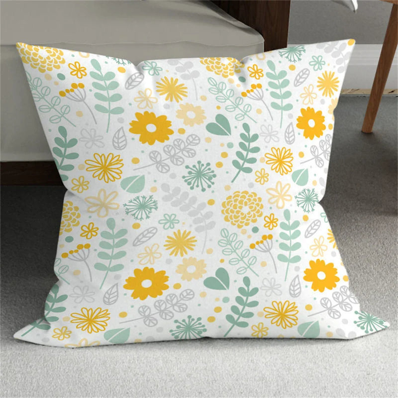 Yellow Leaf Plant Pillow Cover Home Decor Axyaa Branded Sofa Cushion Cover