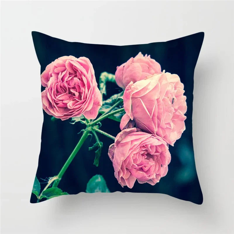 Sunflower Rose Dandelion Floral Cushion Cover for Home Decor 45X45CM by Axyaa