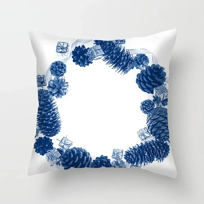 Blue Pattern Cushion Cover 45*45cm Pillowcase for Bedroom Sofa Home Decor by Axyaa