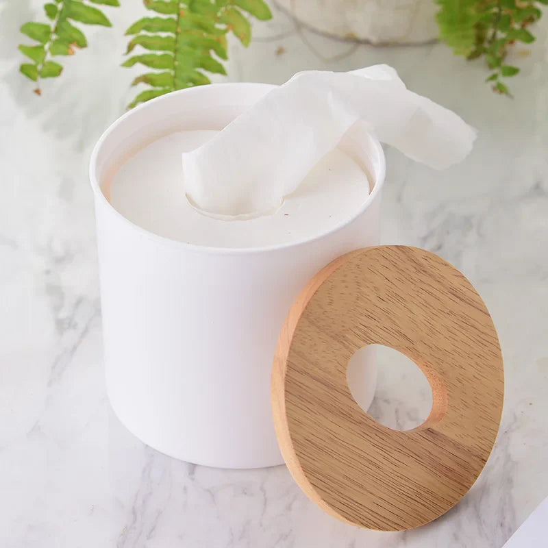 Luxury Drum Tissue Box Wooden Cover Round Storage Holder Axya Brand Home Decor