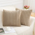 Axyaa Soft Striped Faux Rabbit Plush Cushion Covers for Stylish Home Decor.